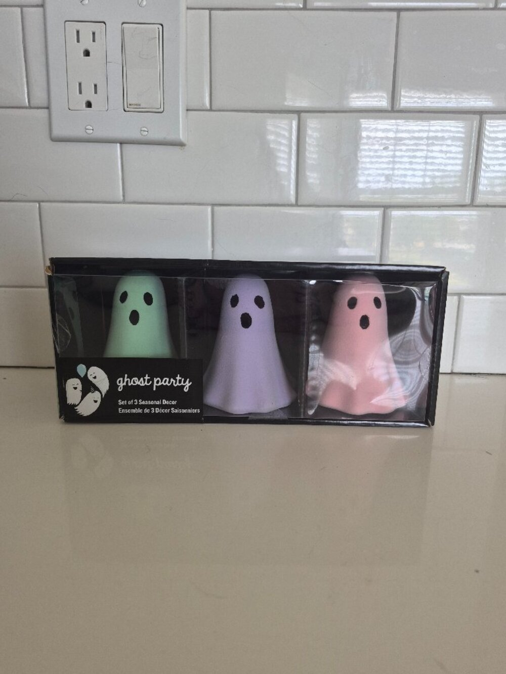 NEW NIB Ghost Party Set of 3 Pastel Halloween Ghosts Seasonal Decor